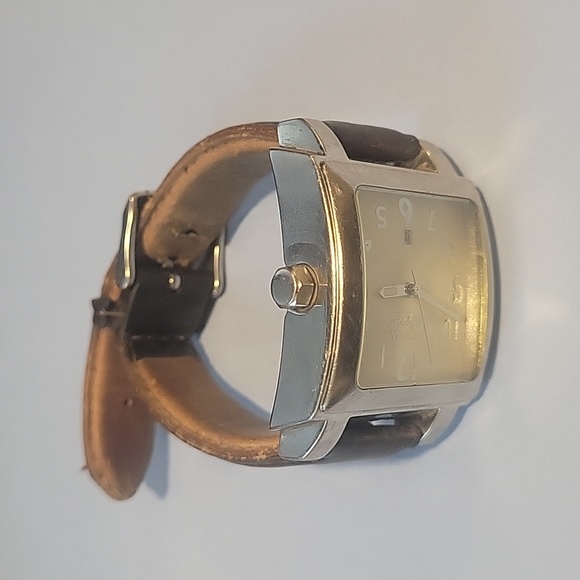 Silpada Designs Men's Square Watch with Brown Leather Band Silver Tone - Picture 4 of 4